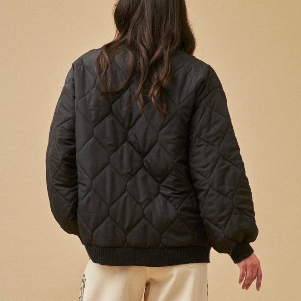 NWT NEKANE | $148 "Samui" Mixed Media Bomber Jacket - Picture 5 of 5